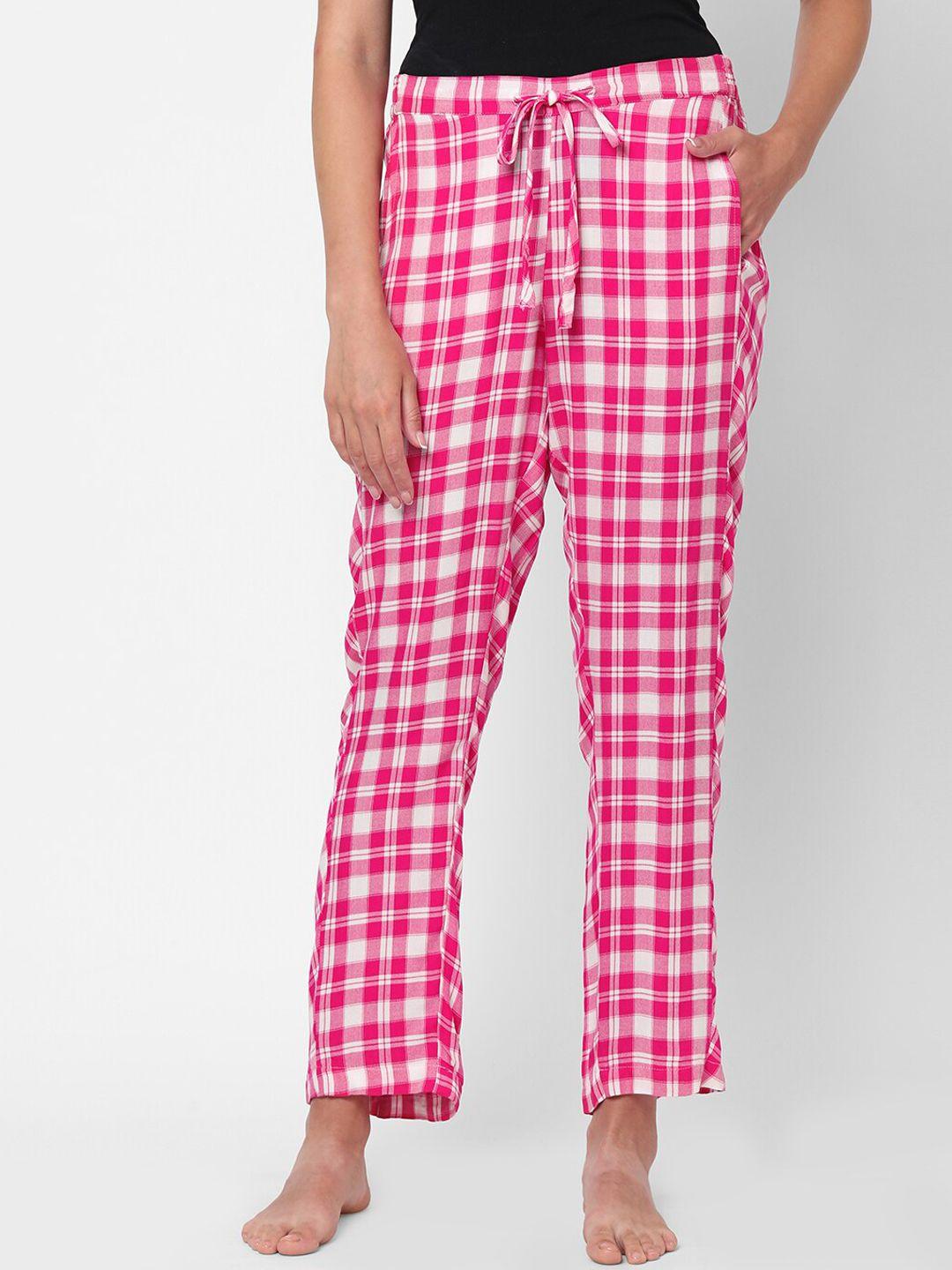 mystere paris pink & white checked  lounge pant