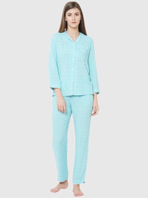 mystere paris blue checks pajama set