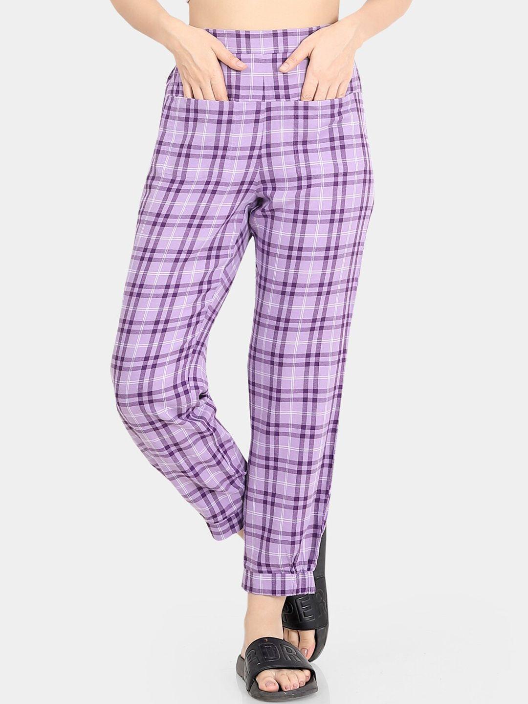 mystere paris checked mid-rise cotton lounge pant