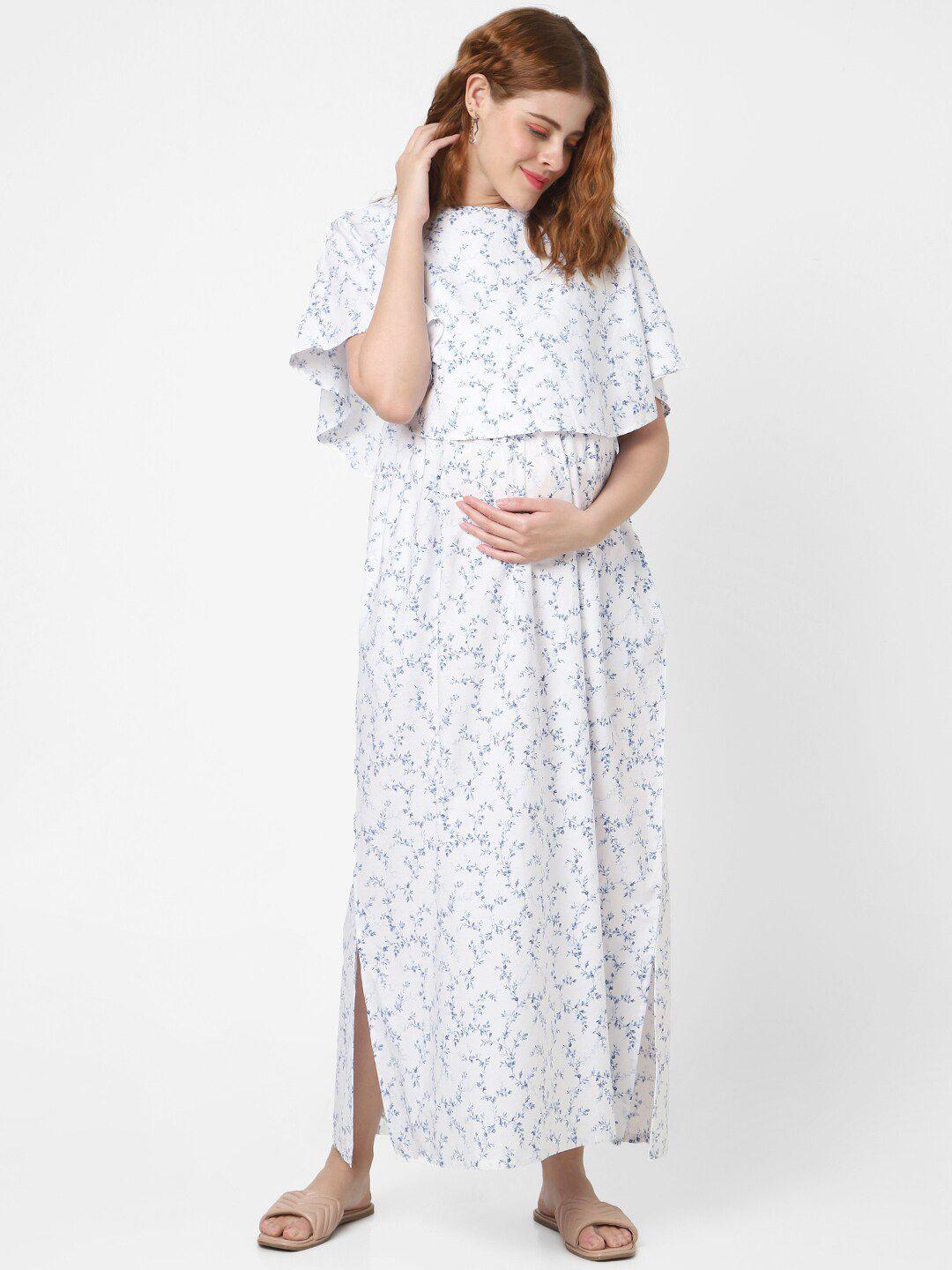 mystere paris floral print flared sleeve maternity maxi dress