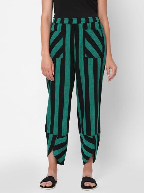 mystere paris green & black striped lounge pants