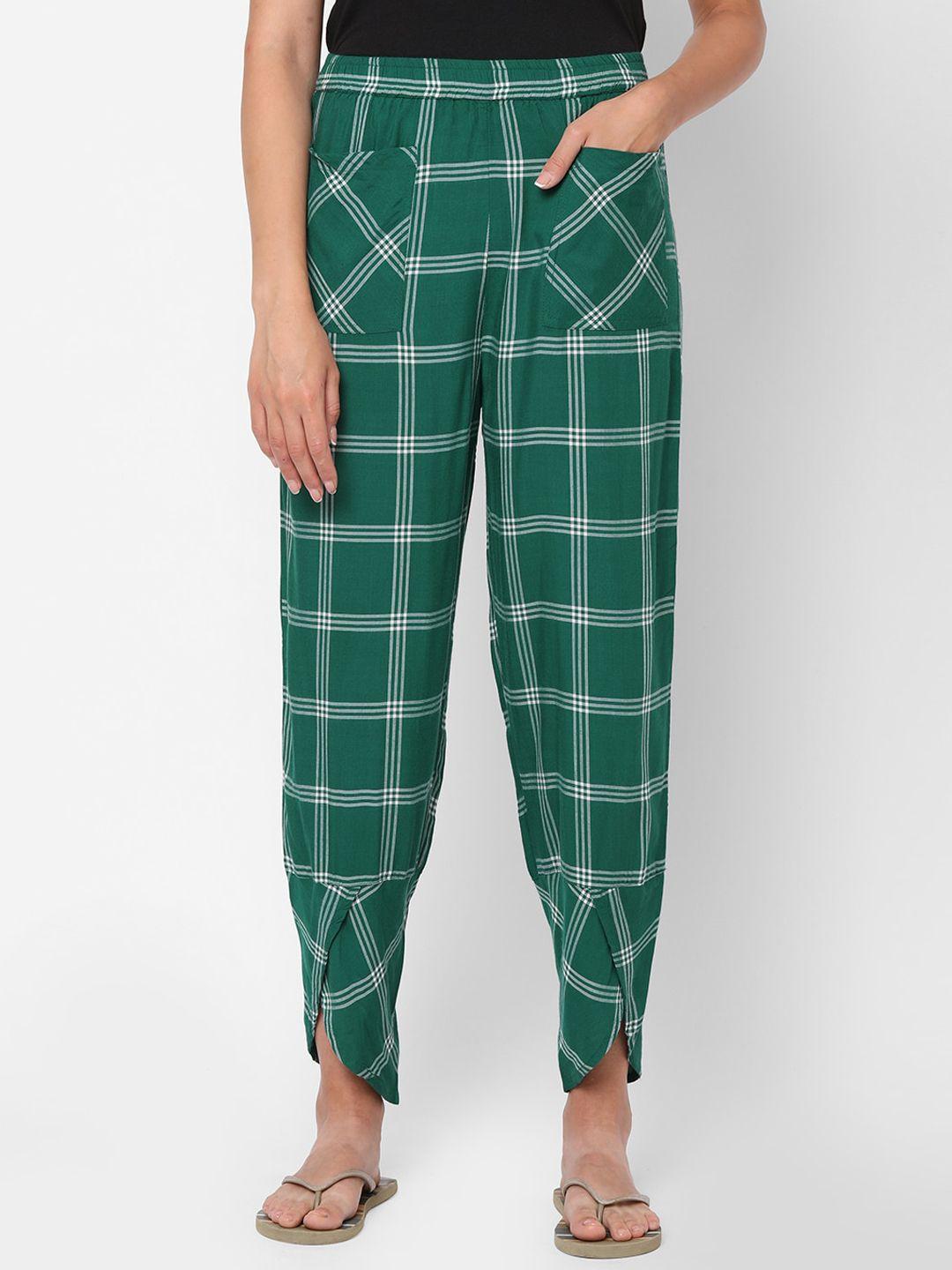 mystere paris green comfy checked lounge pants