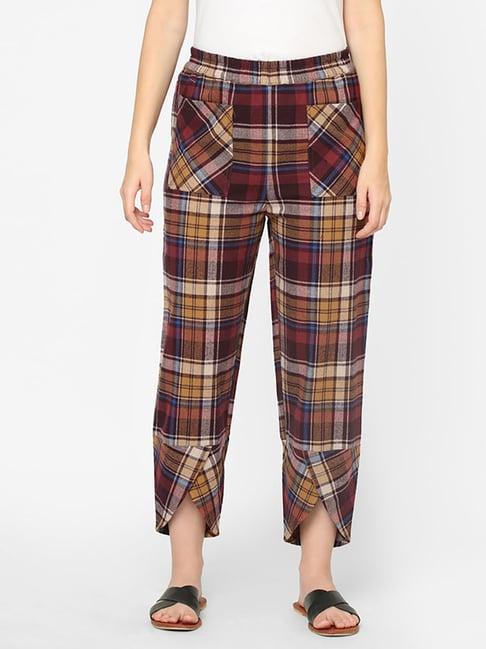 mystere paris multicolor cotton checks lounge pants