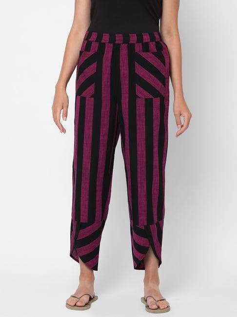 mystere paris pink & black striped lounge pants