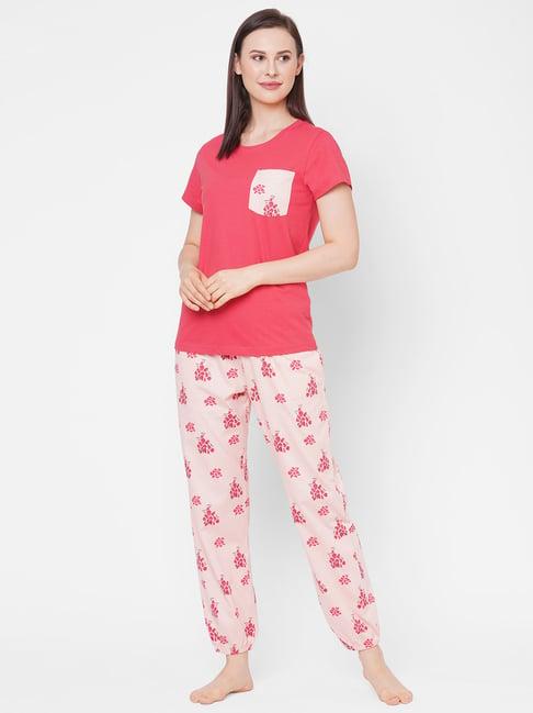 mystere paris red & peach t-shirt with joggers