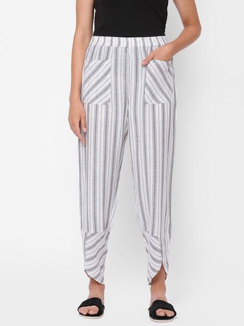 mystere paris white & grey striped lounge pants