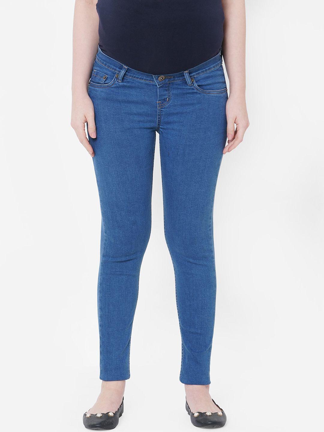 mystere paris women blue slim fit mid-rise clean look jeans