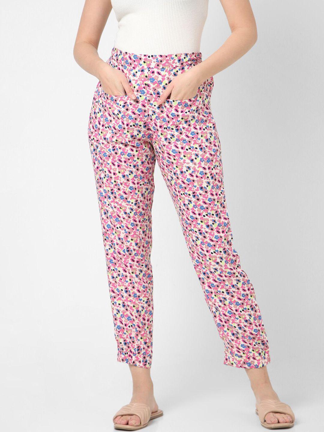 mystere paris women floral printed cotton jogger lounge pants