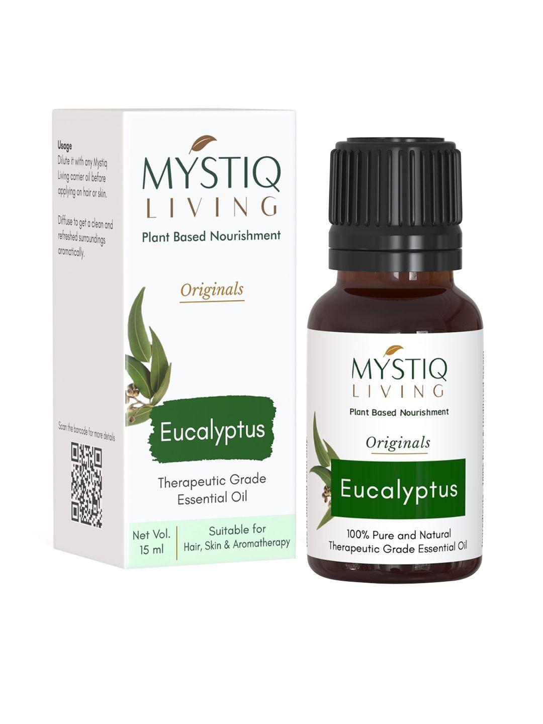 mystiq living 100% pure & natural eucalyptus essential oil for hair & skin - 15ml