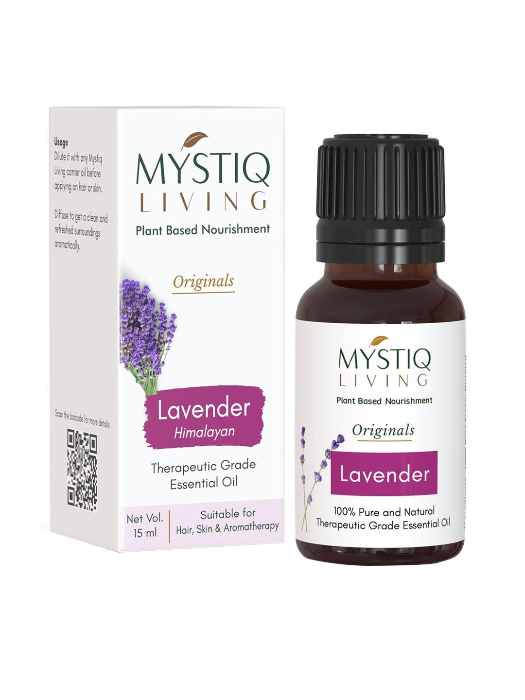 mystiq living 100% pure & natural lavender essential oil for hair growth & diffuser - 15ml