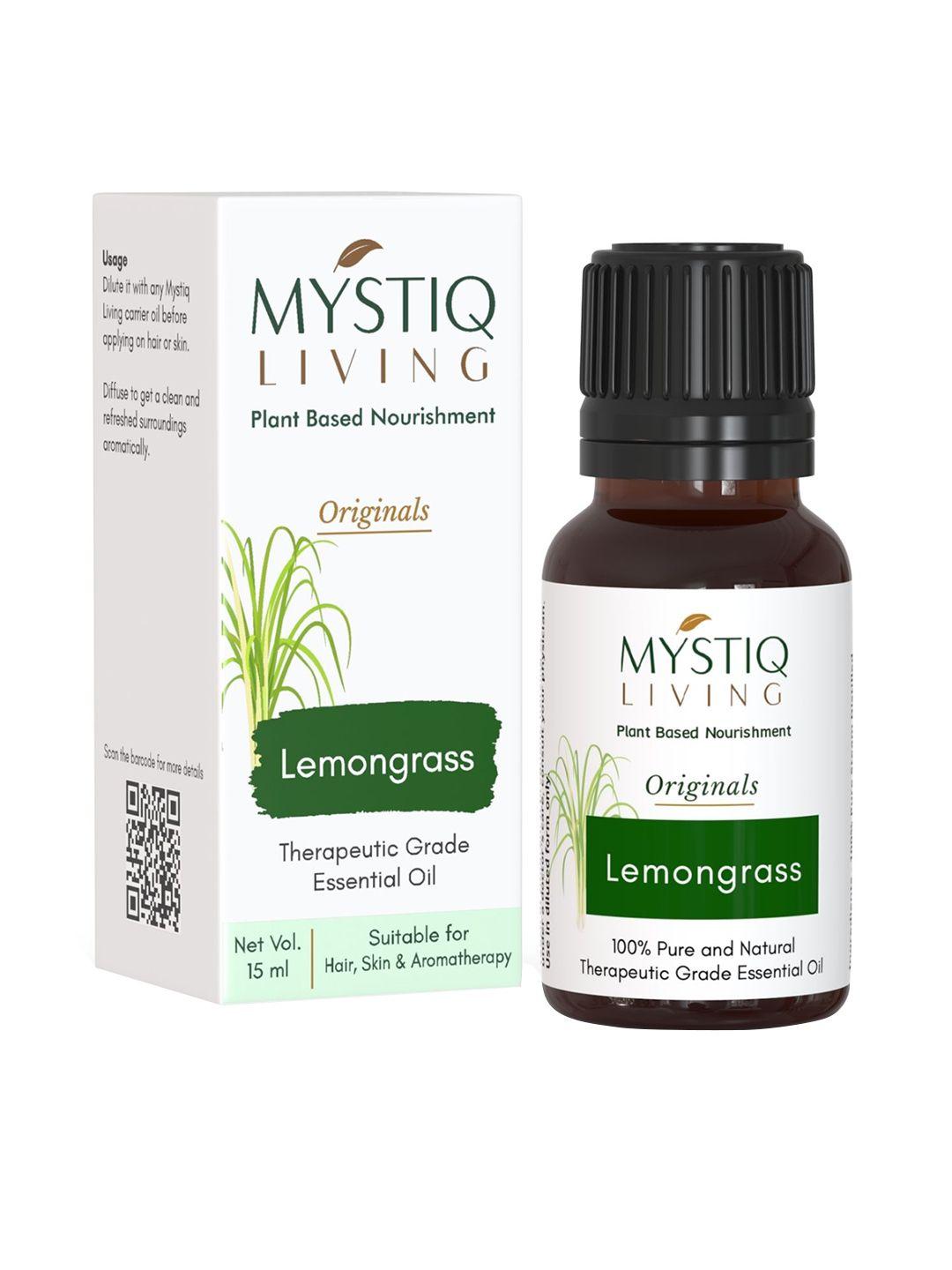 mystiq living 100% pure & natural lemongrass essential oil for skin & hair - 15ml