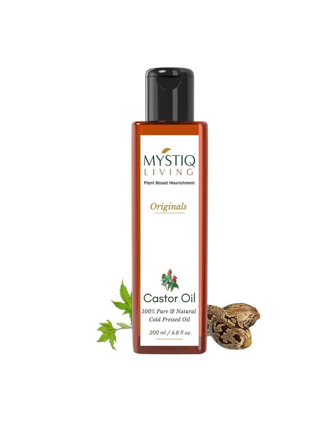 mystiq living 100% pure & natural originals cold pressed castor oil for hair & skin- 200ml