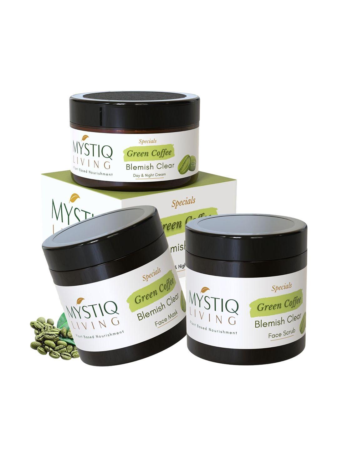 mystiq living blemish clear kit with green coffee for dark spot removal & pigmentation