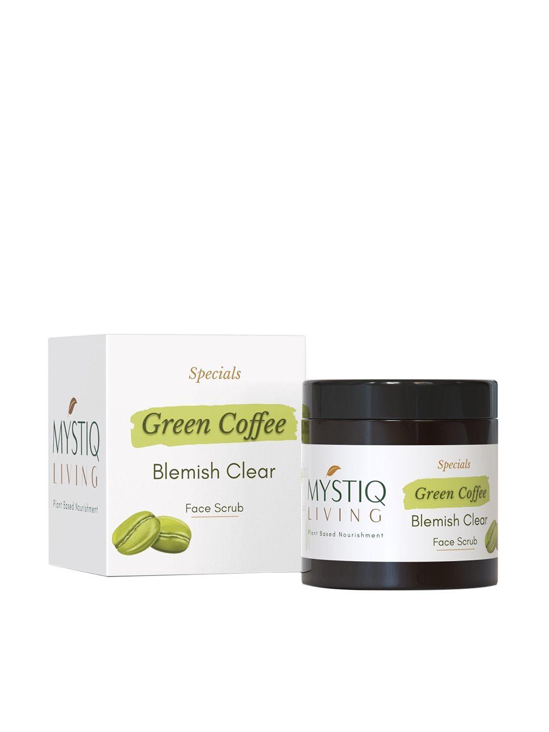 mystiq living green coffee blemish clear face pack for de tan & skin brightening - 100 g