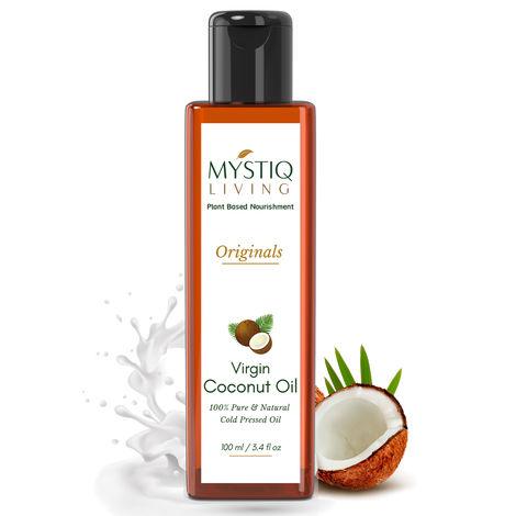 mystiq living originals - virgin coconut oil (from coconut milk)|for hair, skin & baby massage | cold pressed, 100% pure & natural - 100 ml