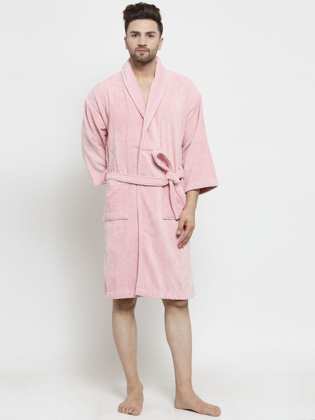 mytrident unisex pink solid bath robe