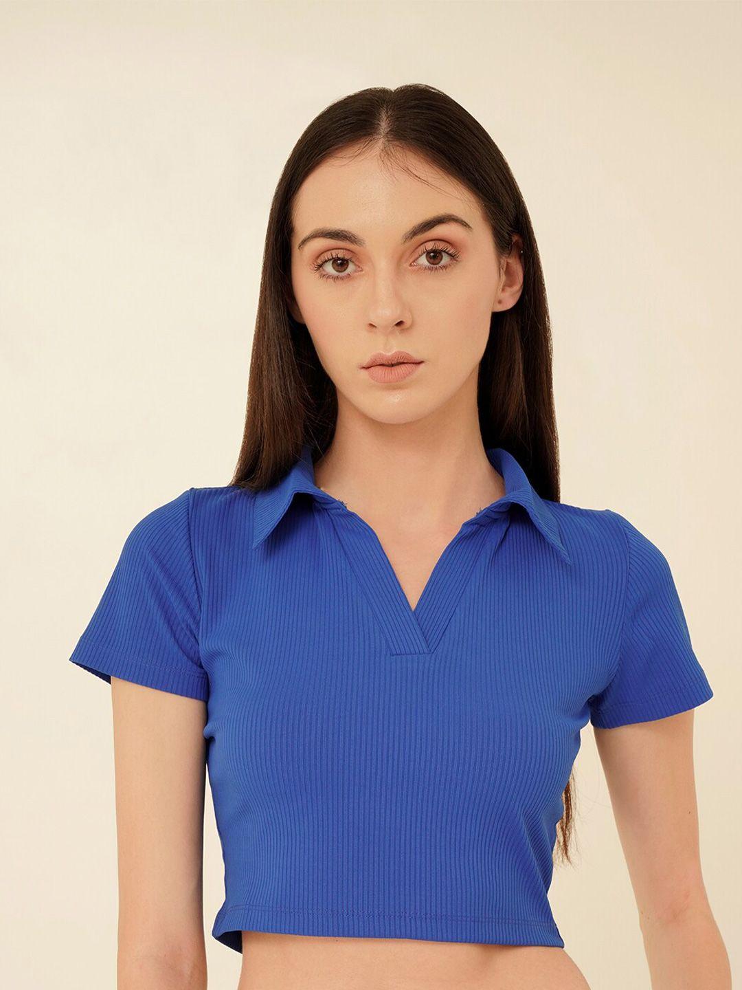 mywishbag polo neck short sleeves crop top