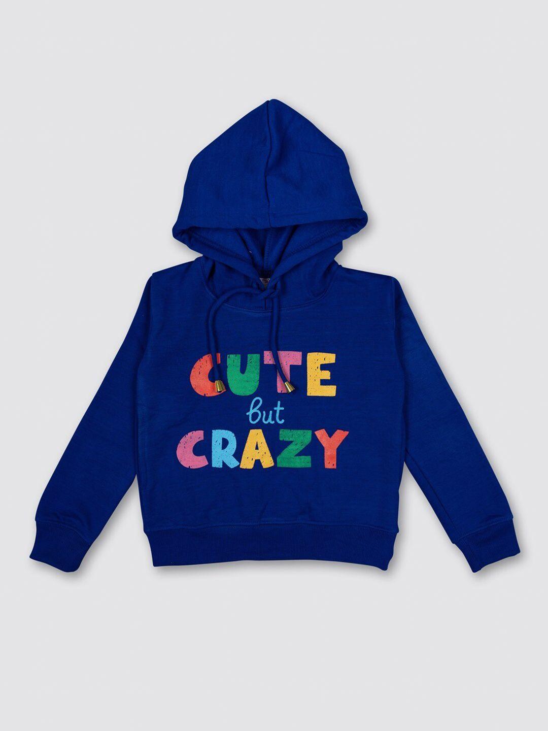 myy kids blue typography printed hooded fleece sweatshirt