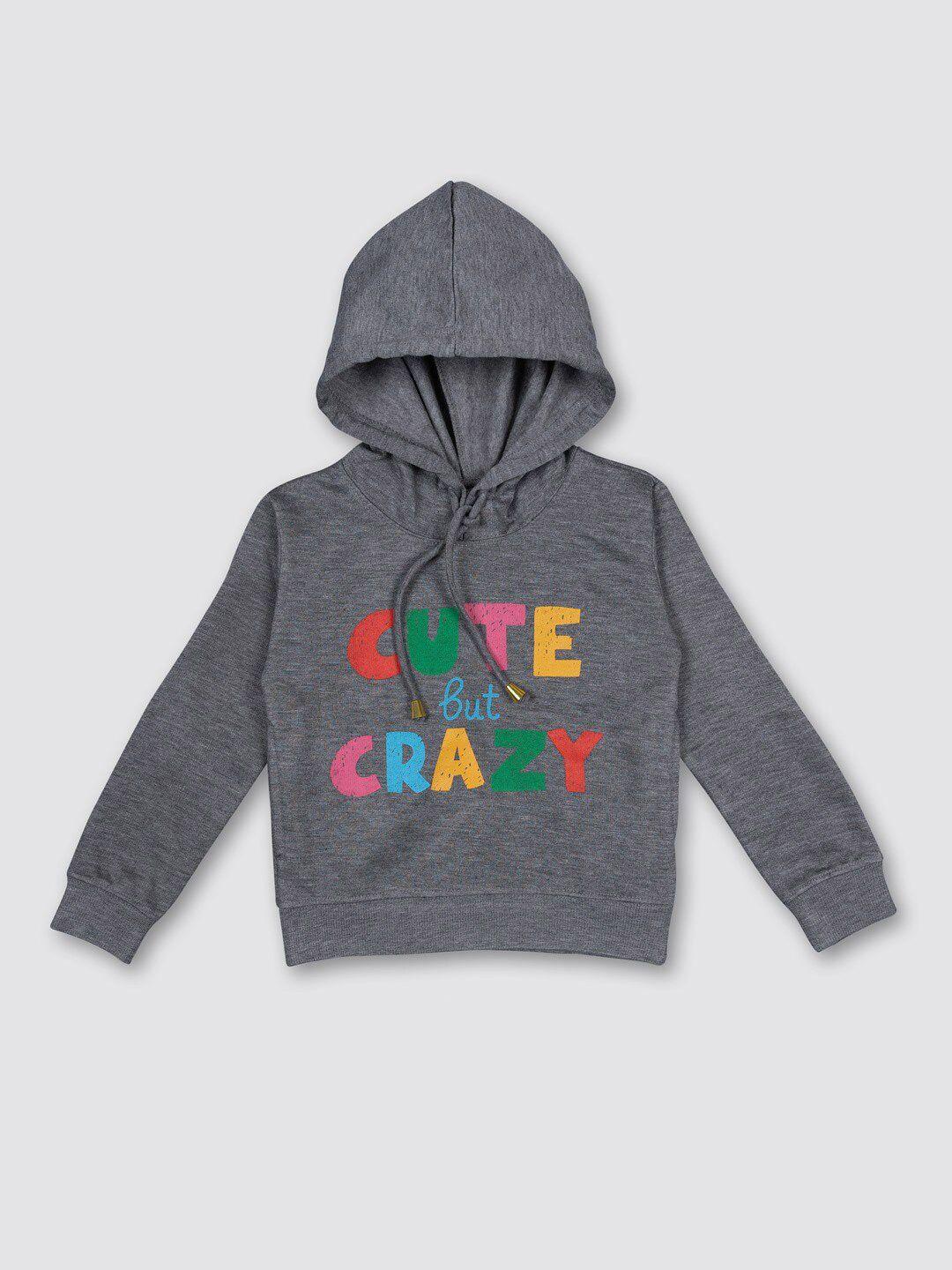 myy kids grey printed hooded fleece sweatshirt