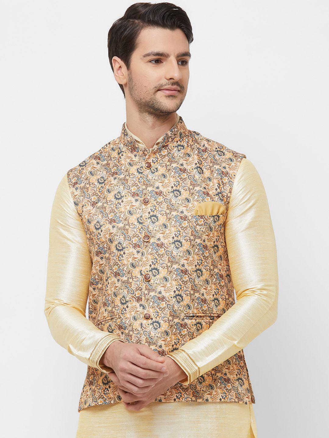 n-dot-men-brown-&-blue-paisley-printed-woven-nehru-jacket
