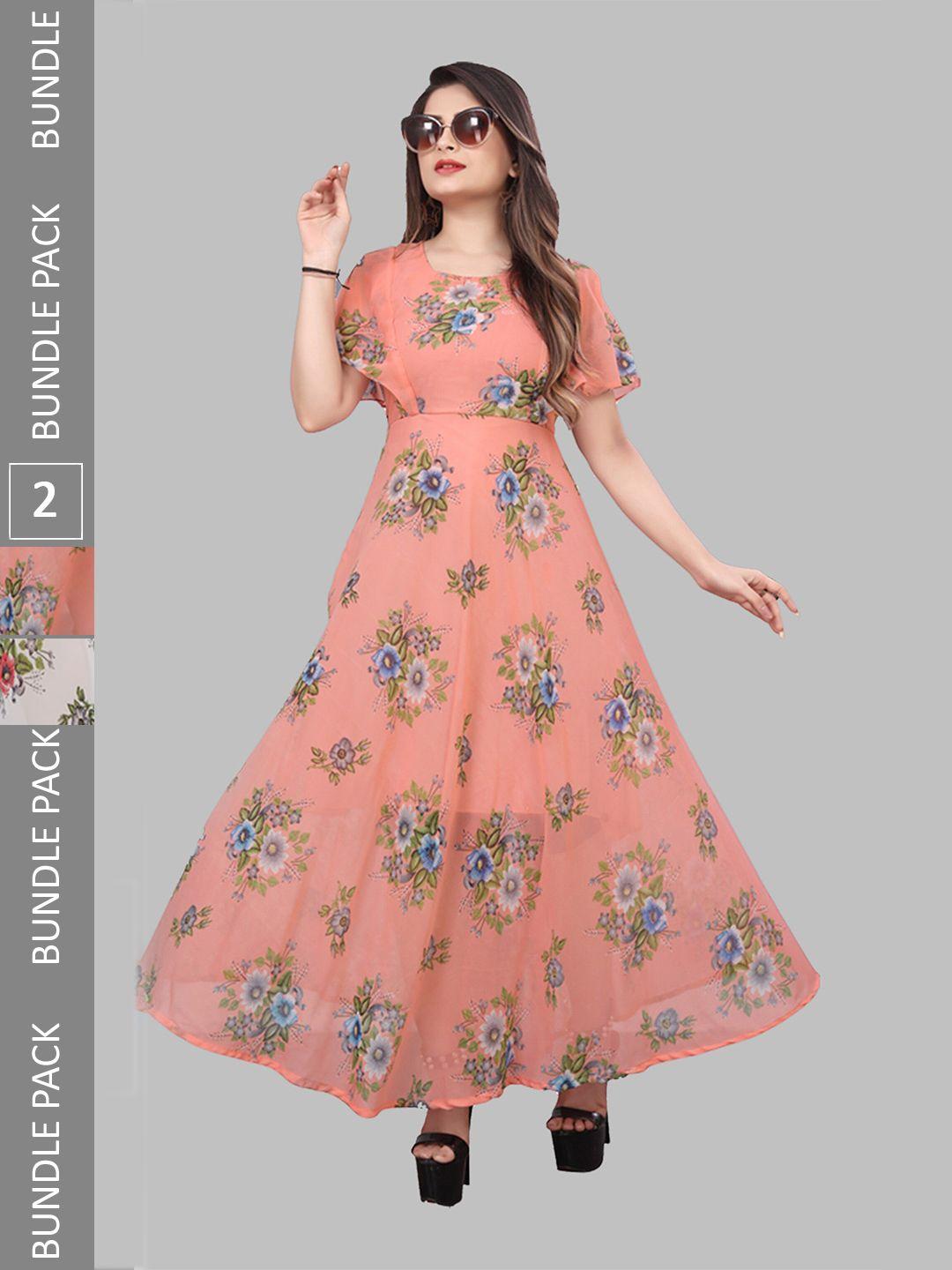 n n enterprise pack of 2 floral printed fit & flare maxi dresses