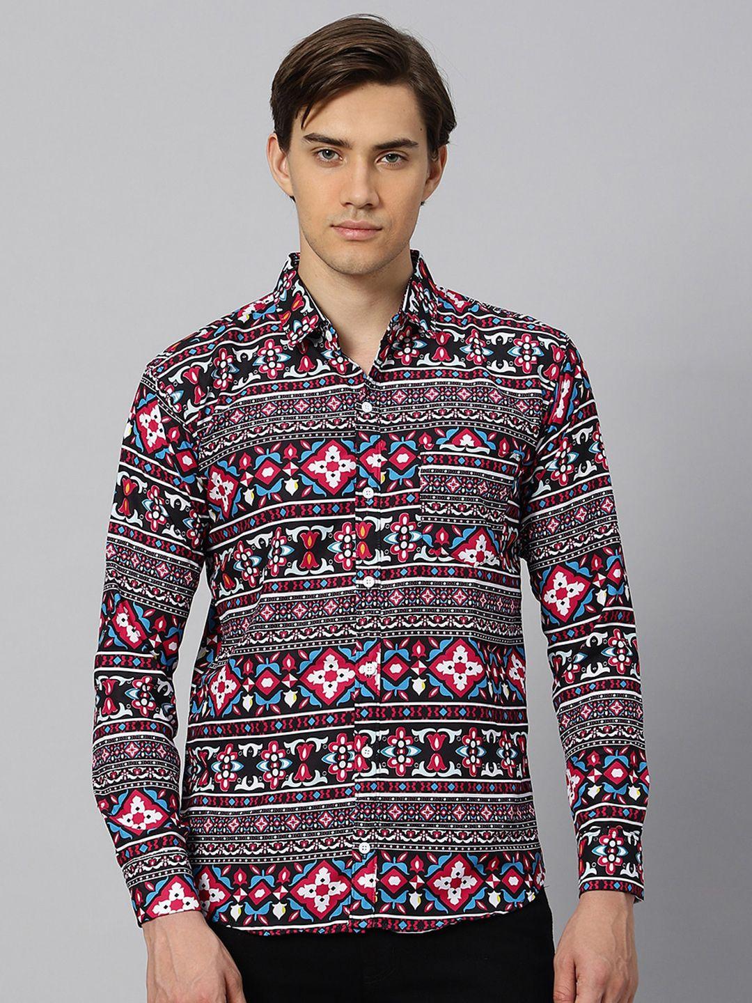 n and j men multicoloured classic opaque printed casual shirt