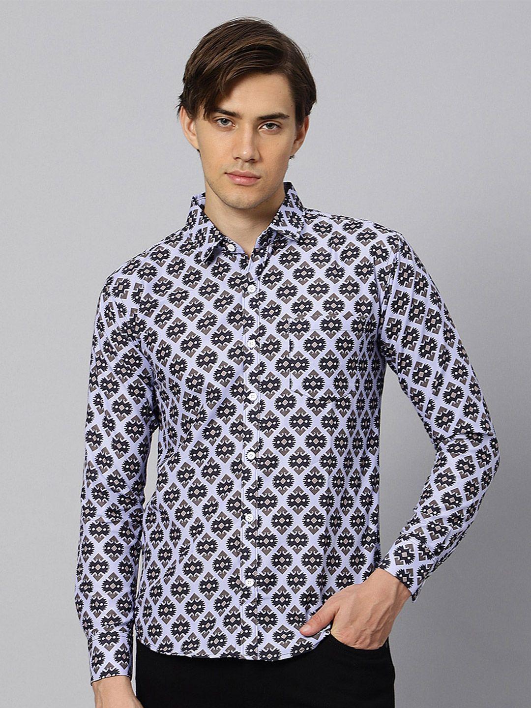 n and j men multicoloured classic opaque printed casual shirt