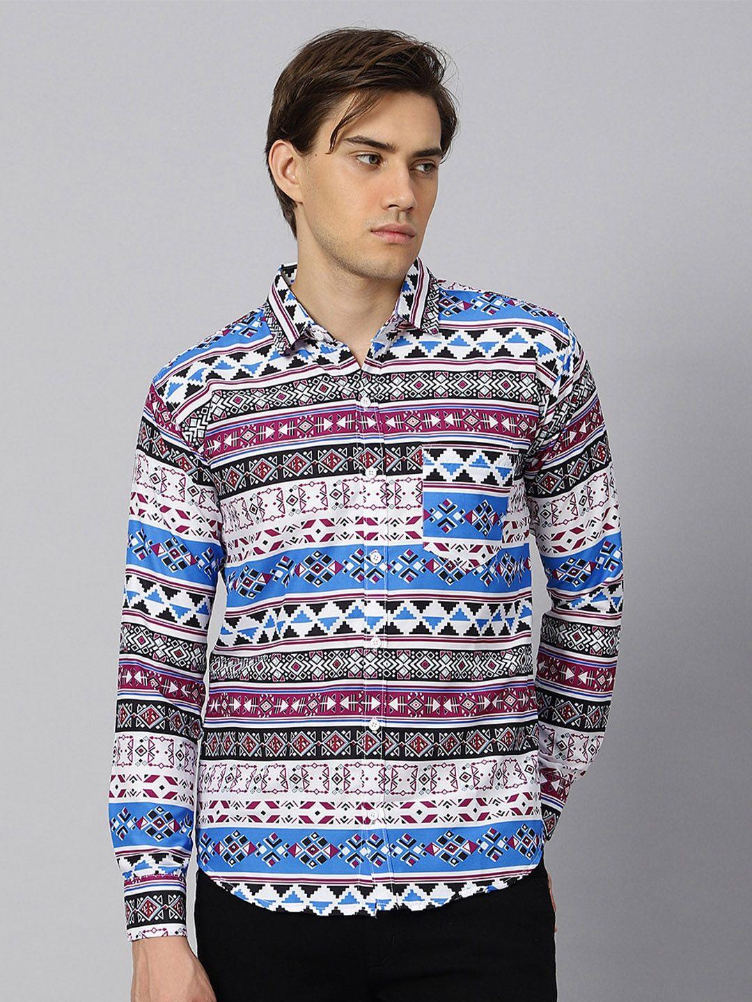 n and j men multicoloured classic opaque printed casual shirt