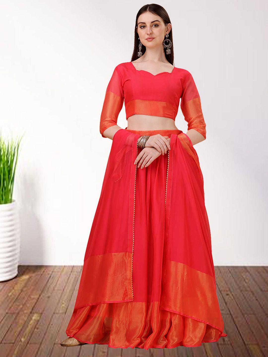 n enterprise semi-stitched lehenga & unstitched blouse with dupatta