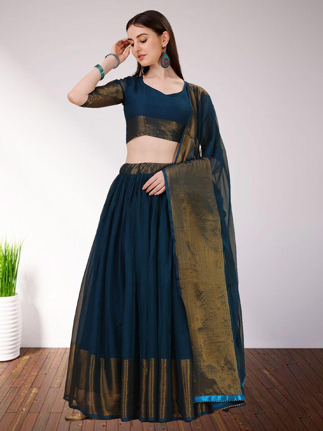 n enterprise semi-stitched lehenga & unstitched blouse with dupatta