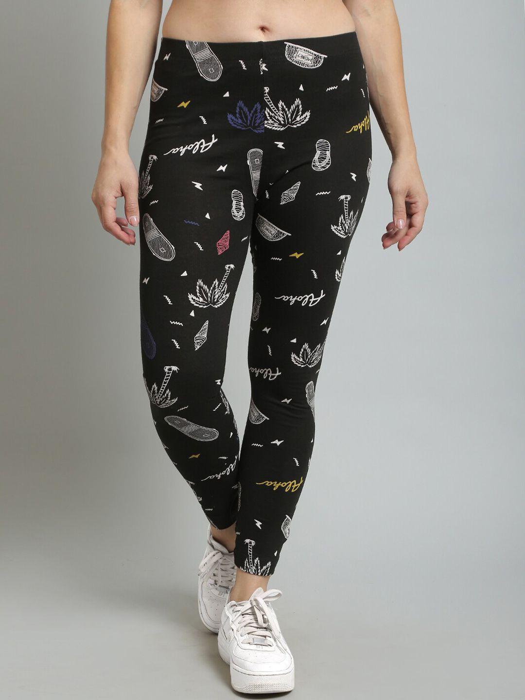 n-gal abstract printed cotton ankle length leggings