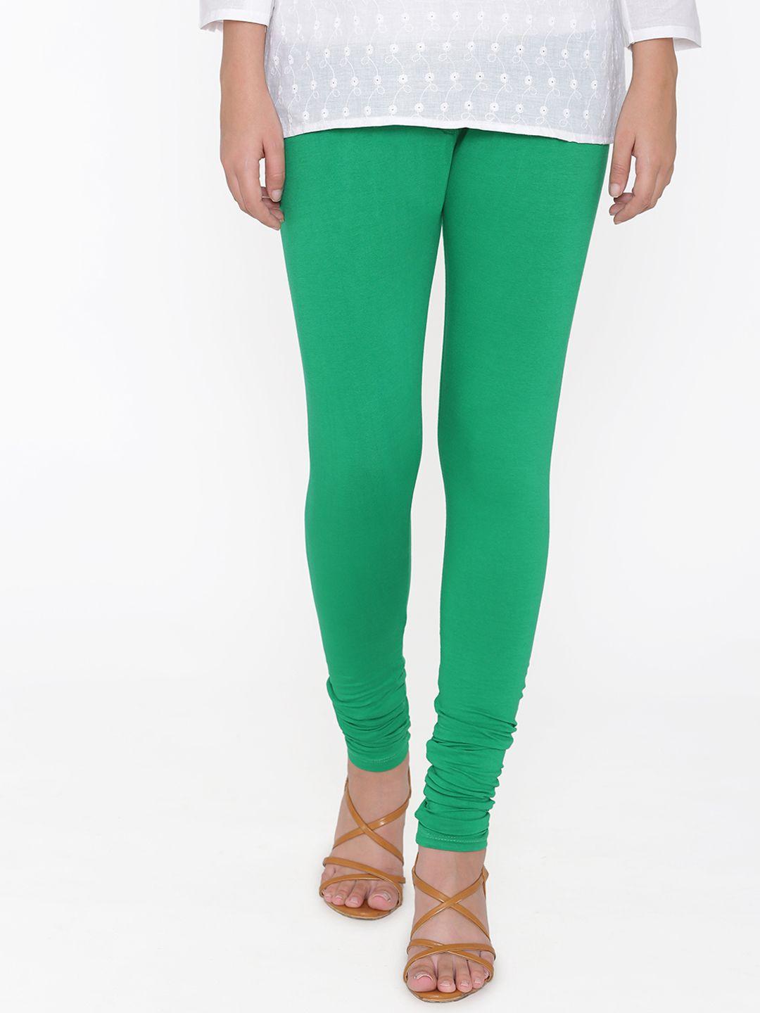 n-gal women green solid churidar leggings