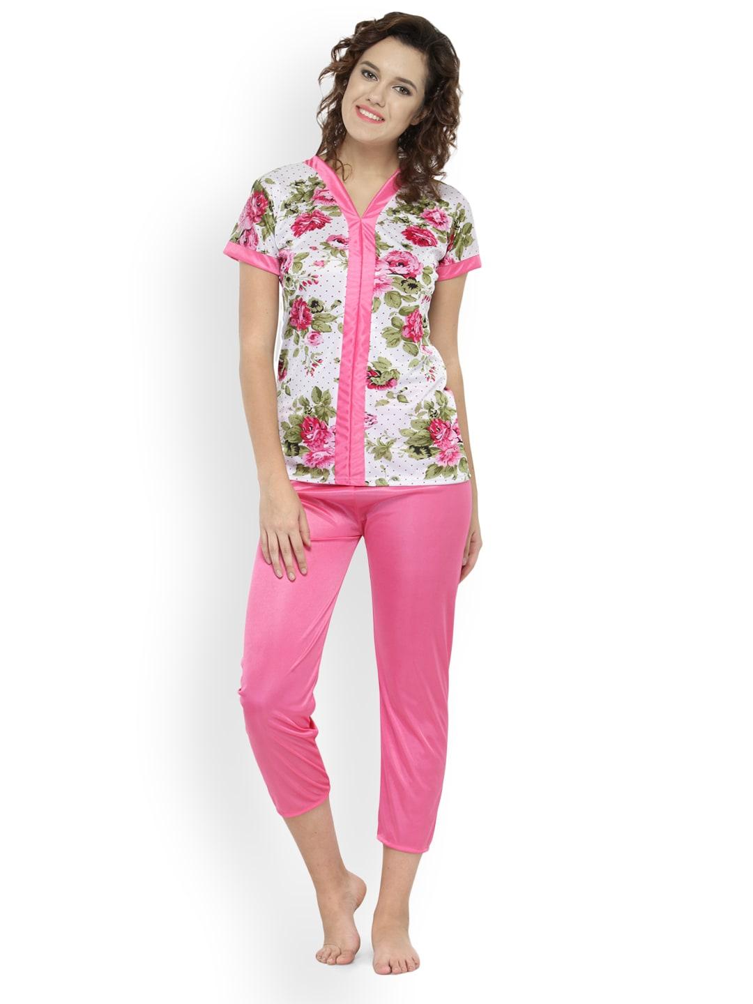 n-gal women pink printed night suit
