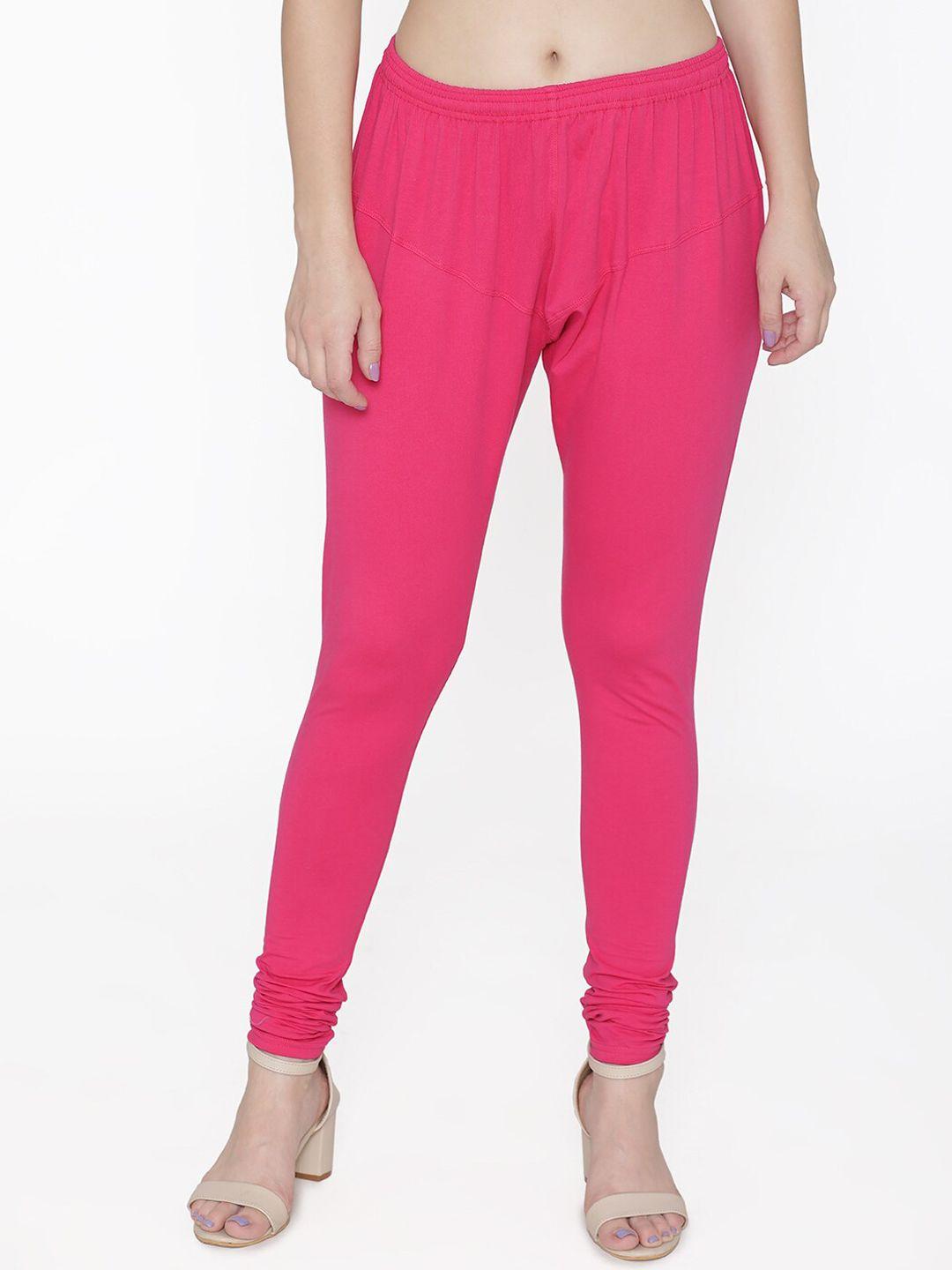 n-gal women pink solid churidar leggings