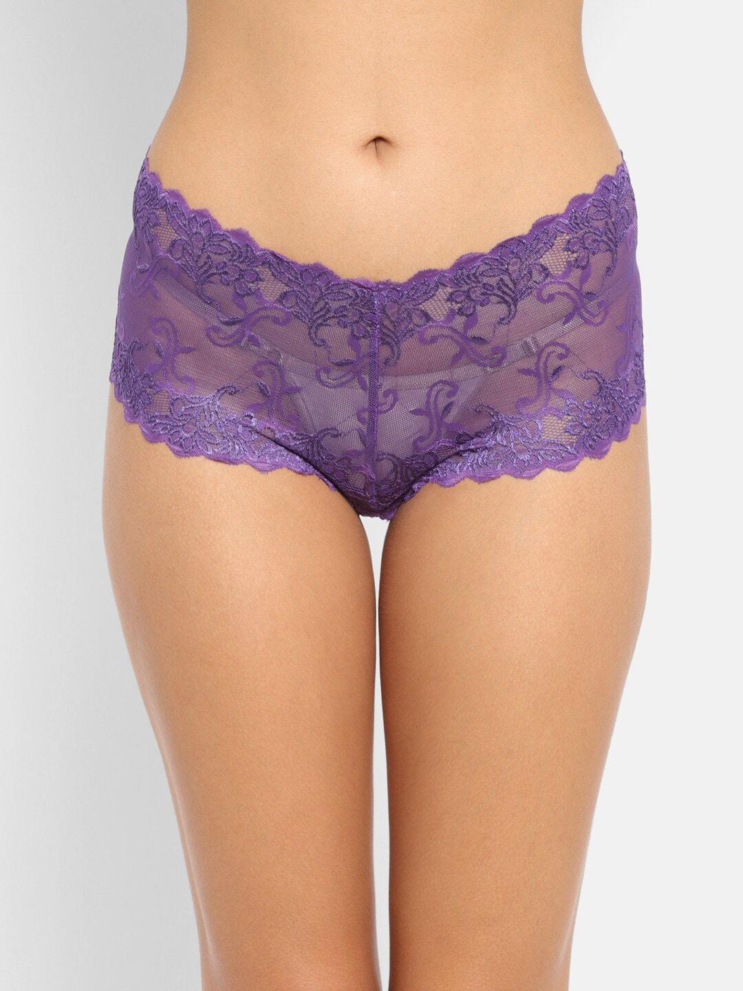 n-gal women violet self design lace boy shorts