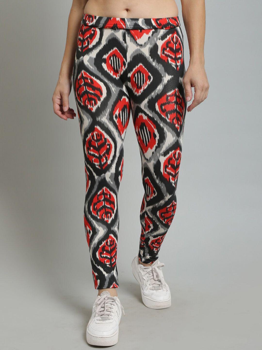 n-gal abstract printed ankle length tights