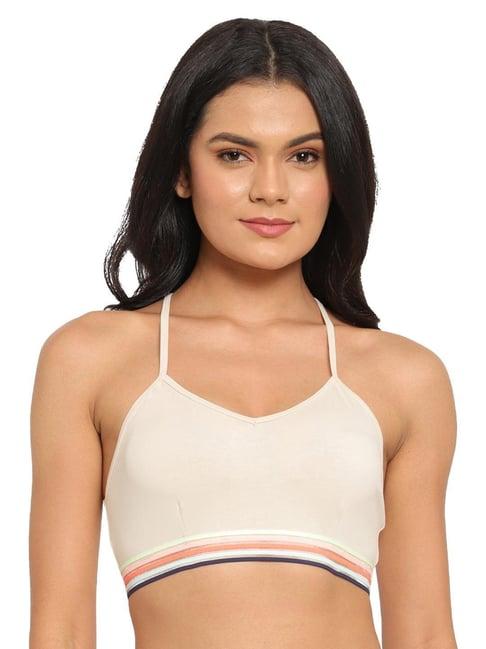 n-gal beige striped non-padded bralette