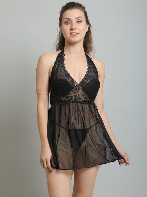 n-gal black lace non-wired babydoll with panty