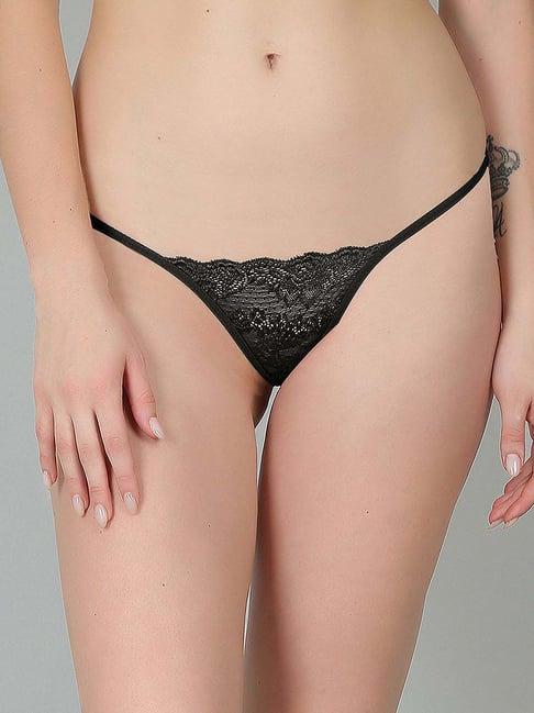 n-gal black lace work thong panty