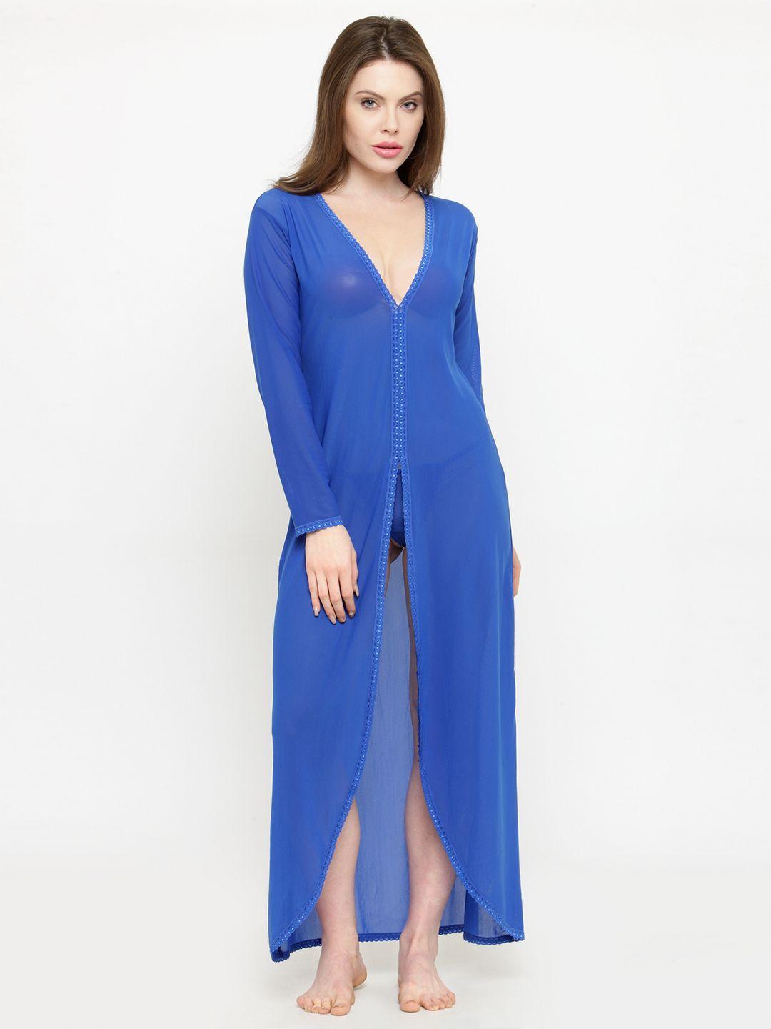 n-gal blue solid nightdress nr1012