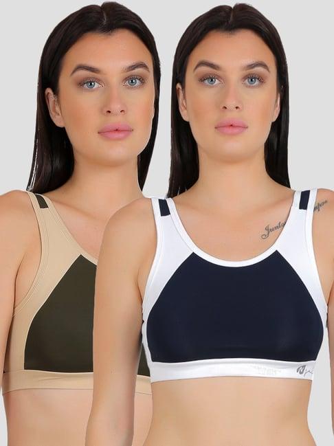 n-gal green & navy sports bra - pack of 2