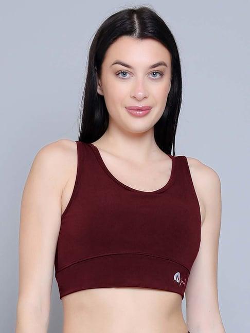 n-gal maroon logo print sports bra