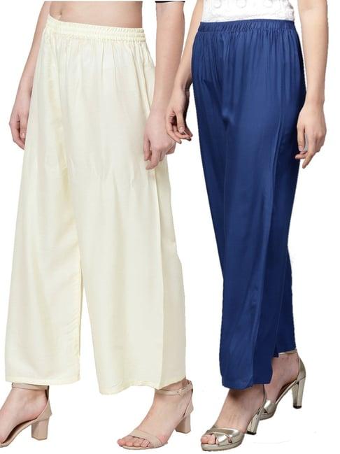 n-gal multicolor flared fit palazzos (pack of 2)