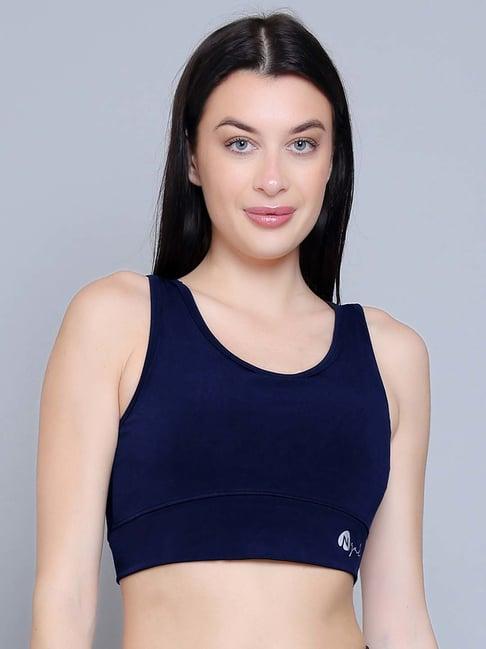 n-gal navy logo print sports bra