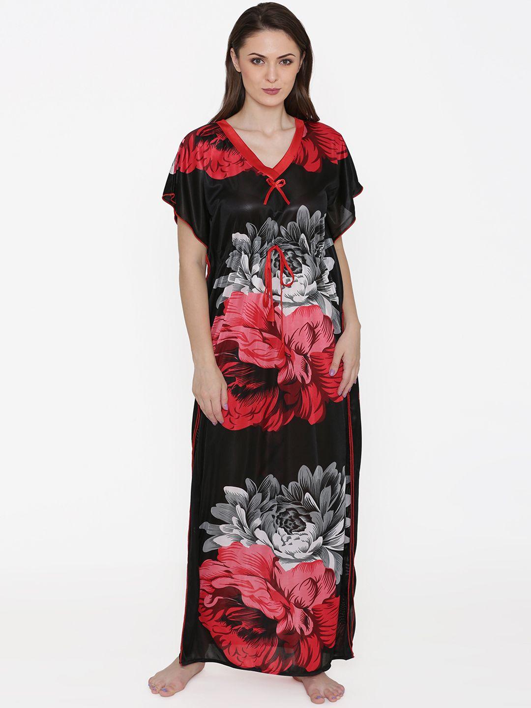 n-gal red & black printed nightdress