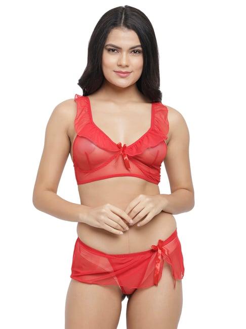 n-gal red 3 piece lingire set