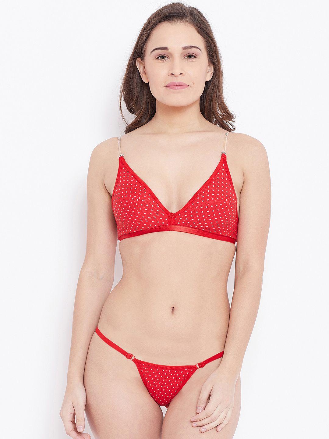 n-gal red printed lingerie set ntdls02