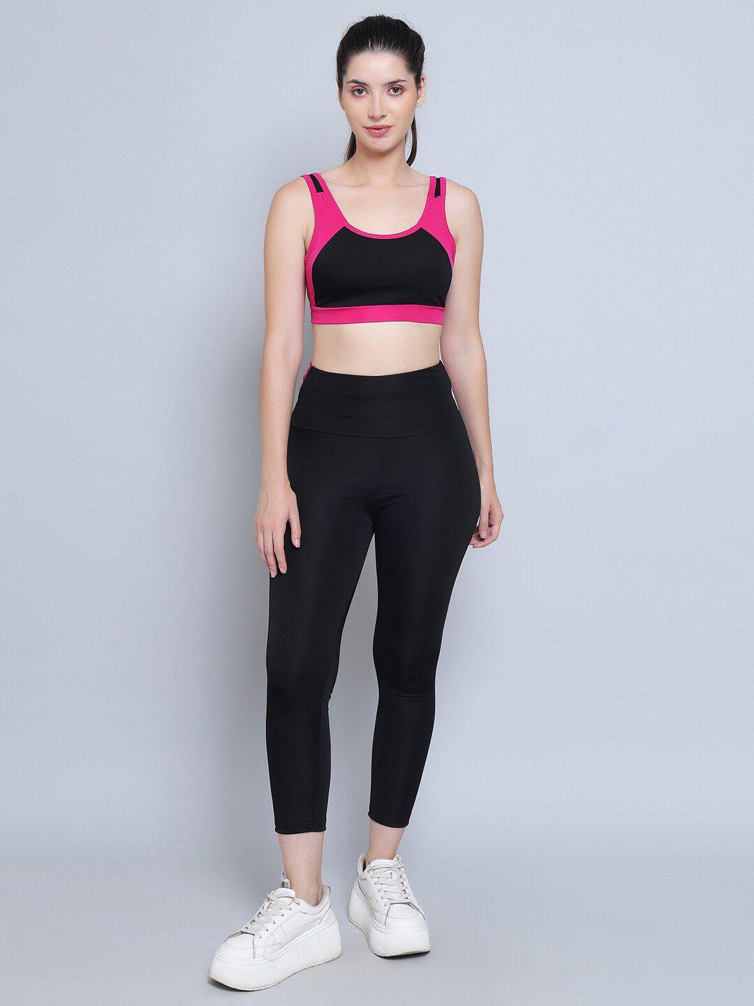 n-gal round neck high-rise sports tights & crop top