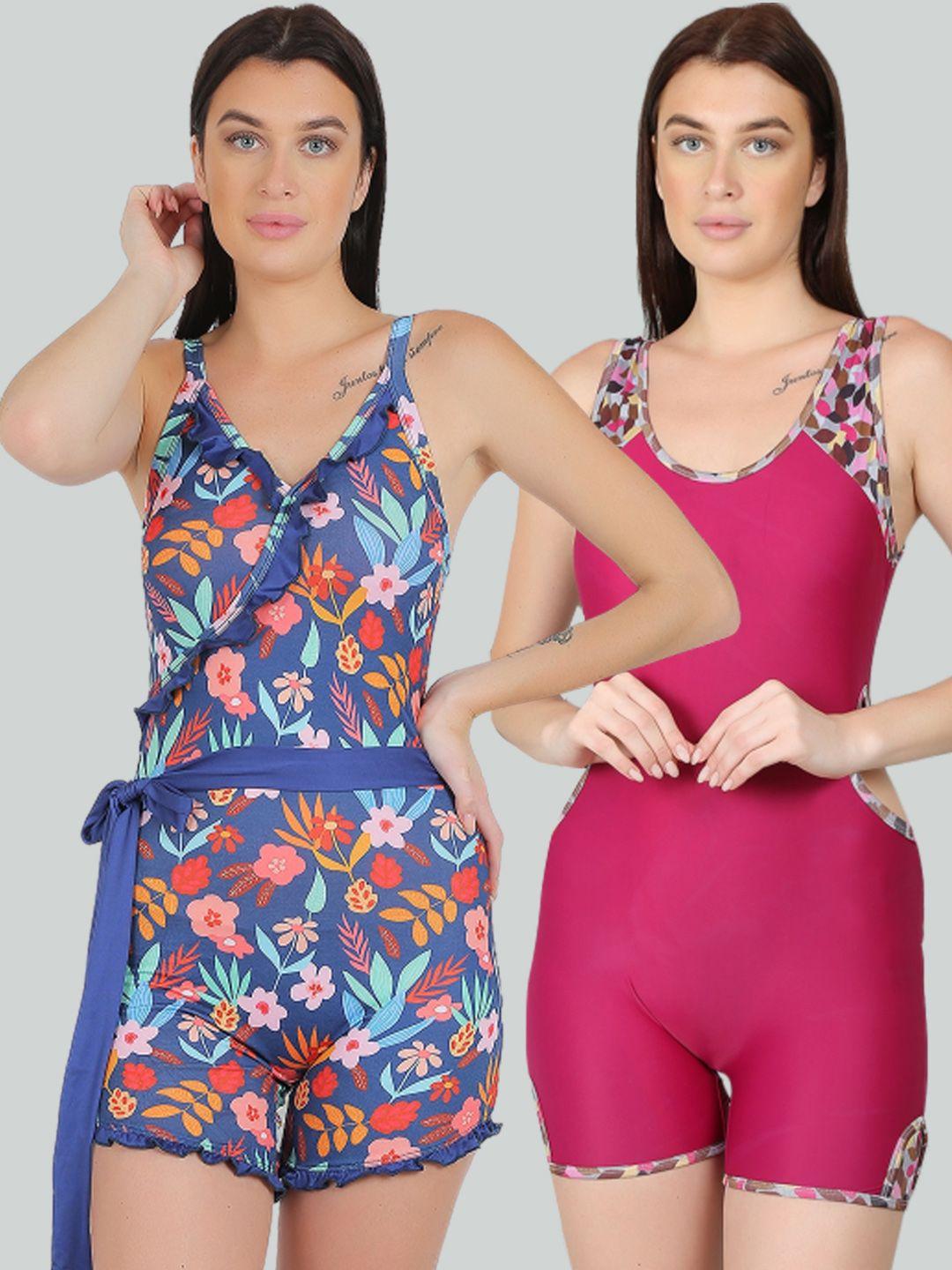 n-gal women pack of 2 printed legsuit swimwear