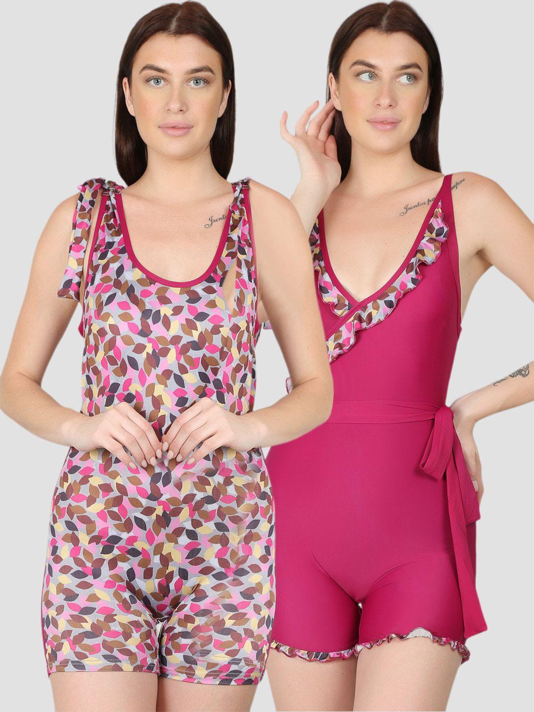 n-gal women pack of 2 printed legsuit swimwear